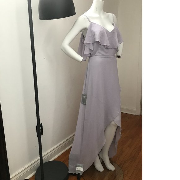 Le Chateau PLUS SIZE Dusty Lilac Purple Wedding Asymmetrical Gown Maxi Dress - Picture 1 of 5